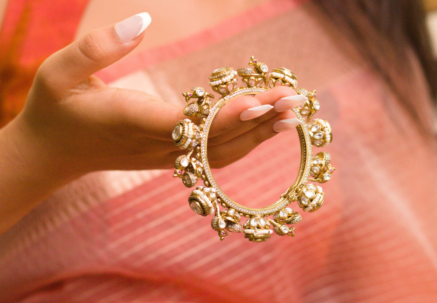 Bird Feeder Motif Kundan and Piroi Kangan