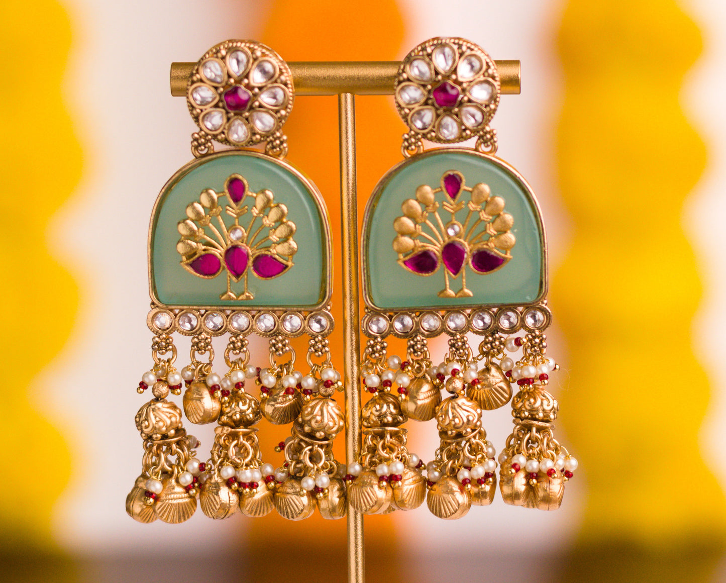 Rjwadi Polki Mor Inlay Necklace Set